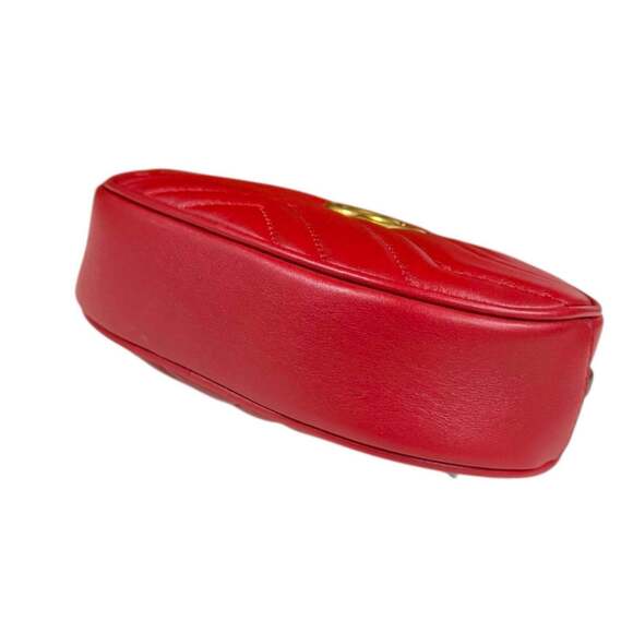 GUCCI Red Leather GG Marmont Fanny Pack - Picture 8 of 14